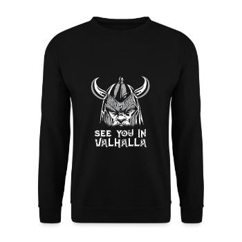 See You In Valhalla Vikings Walhalla - Unisex Sweatshirt - black - Front - Alina (178cm) & Michal (187cm)