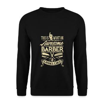 Coiffeur Coiffeur Coiffeur Barbier - Sweat-shirt Unisexe - noir - Devant - Alina (178cm) & Michal (187cm)