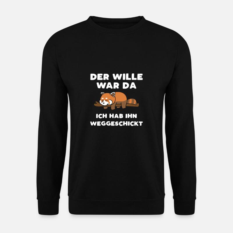 Der Wille War Da Faul Roter Panda - Unisex Pullover - Schwarz