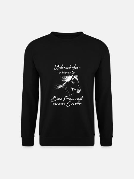 Frau Mit Criollo Pferd Reiten Ausritt - Unisex Pullover - Schwarz