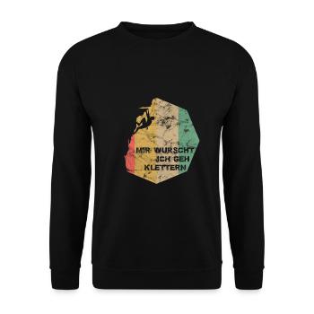 Retro Mir Wurscht Ich geh Klettern Vintage - Unisex Pullover - Schwarz - Vorne - Alina (178cm) & Michal (187cm)