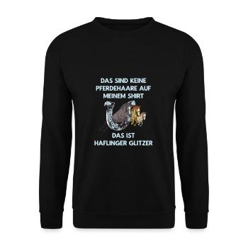 Keine Pferdehaare - Das ist Haflinger Glitzer! - Unisex Pullover - Schwarz - Vorne - Alina (178cm) & Michal (187cm)