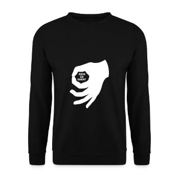 Rein geguckt Jugend Handzeichen Reingeguckt Lustig - Unisex Pullover - Schwarz - Vorne - Alina (178cm) & Michal (187cm)