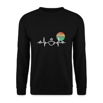 Kaffee Coffee Herzschlag Kaffeetrinker Liebhaber G - Unisex Pullover - Schwarz - Vorne - Alina (178cm) & Michal (187cm)