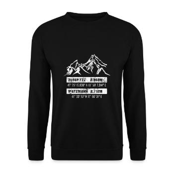 Zugspitze Watzmann Berge Deutschland Wandern Bergs - Unisex Pullover - Schwarz - Vorne - Alina (178cm) & Michal (187cm)