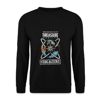 Geocaching Geocacher Geocache GPS gift idea - Unisex Pullover - Schwarz - Vorne - Alina (178cm) & Michal (187cm)