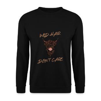 Wild Hair Don't Care Cow Buffalo Cow Cattle - Unisex Sweatshirt - black - Front - Alina (178cm) & Michal (187cm)