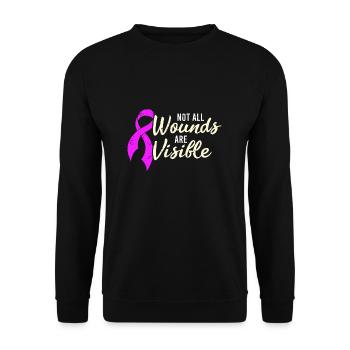 Häusliche Gewalt Bewusstsein Monat Shirt - Unisex Pullover - Schwarz - Vorne - Alina (178cm) & Michal (187cm)