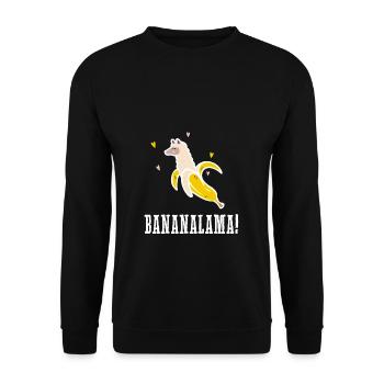 Banane Lama - Bananalama - Lustiges Banana Alpaka - Unisex Pullover - Schwarz - Vorne - Alina (178cm) & Michal (187cm)