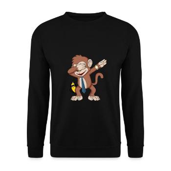 Affe Dabbing Dab Tanz Geburtstag Geschenk - Unisex Pullover - Schwarz - Vorne - Alina (178cm) & Michal (187cm)