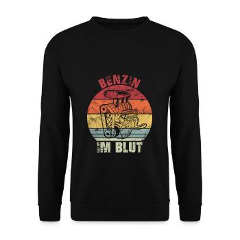 Benzin im Blut Tuning Auto Motorsport Turbolader G - Unisex Pullover - Schwarz - Vorne - Alina (178cm) & Michal (187cm)
