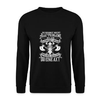 Wikinger Viking Germane Papa Vater Geschenk Odin - Unisex Pullover - Schwarz - Vorne - Alina (178cm) & Michal (187cm)