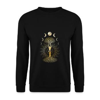Phase Depression Moon Phase Mood Yoga Gift - Unisex Sweatshirt - black - Front - Alina (178cm) & Michal (187cm)