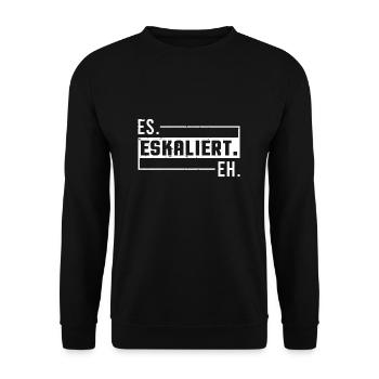Es Eskaliert Eh Saufshirt Bier Hausparty T-Shirt - Unisex Pullover - Schwarz - Vorne - Alina (178cm) & Michal (187cm)