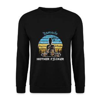 Yoga Namaste Mother Gift Rétro Vintage Namaste Mot - Sweat-shirt Unisexe - noir - Devant - Alina (178cm) & Michal (187cm)