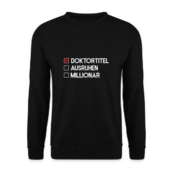 Geschenk zum Doktortitel - Unisex Pullover - Schwarz - Vorne - Alina (178cm) & Michal (187cm)