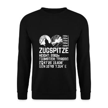 Zugspitze 2962 m Höchster Berg Deutschlands - Unisex Pullover - Schwarz - Vorne - Alina (178cm) & Michal (187cm)