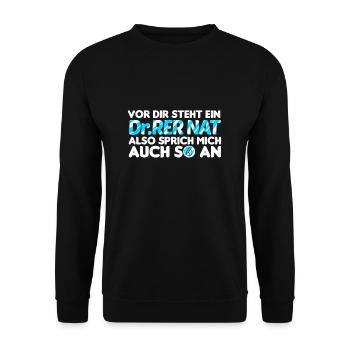 Dr. Rer Nat Doktor der Naturwissenschaften - Unisex Pullover - Schwarz - Vorne - Alina (178cm) & Michal (187cm)
