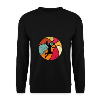 Basketball 70er 80er 90er Vintage Retro - Unisex Pullover - Schwarz - Vorne - Alina (178cm) & Michal (187cm)