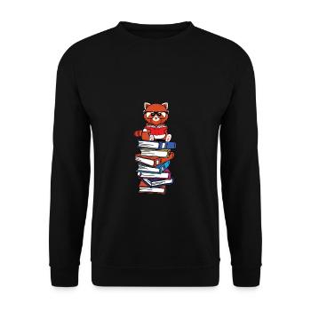 Kawaii red panda reading books - Unisex Sweatshirt - black - Front - Alina (178cm) & Michal (187cm)