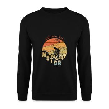 Ich Bin Der Motor MTB Mountainbike Fahrrad Geschen - Unisex Pullover - Schwarz - Vorne - Alina (178cm) & Michal (187cm)