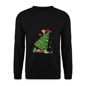 Cat Christmas Tree - Christmas Kitten - Unisex Sweatshirt - black - Front - Alina (178cm) & Michal (187cm)