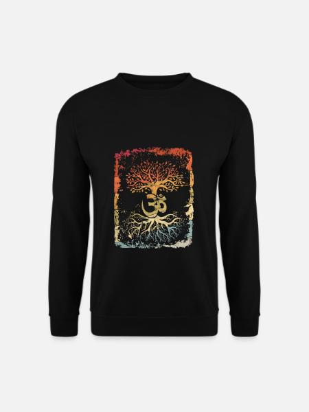 Lebensbaum-Yoga Om Shirt Keltisches Yoga - Unisex Pullover - Schwarz