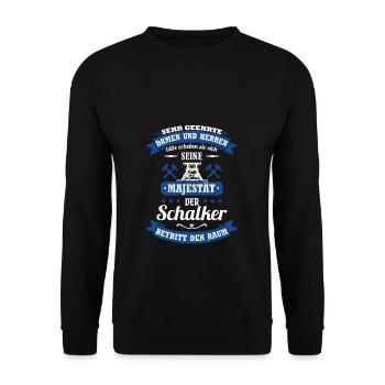 Schalke Spruch für Schalker: Seine Majestät Trikot - Unisex Pullover - Schwarz - Vorne - Alina (178cm) & Michal (187cm)