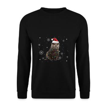 Otter Weihnachten Deko - Fischotter Weihnachtsbaum - Unisex Pullover - Schwarz - Vorne - Alina (178cm) & Michal (187cm)