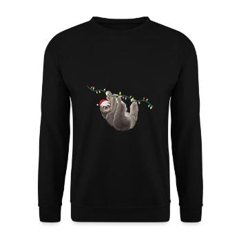 Faultier Weihnachten Deko - Sloth Weihnachtsbaum - Unisex Pullover - Schwarz - Vorne - Alina (178cm) & Michal (187cm)