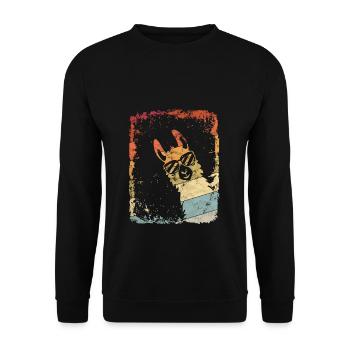 Vintage Llama Alpaca Gift Retro Sunglasses Us - Unisex Sweatshirt - black - Front - Alina (178cm) & Michal (187cm)