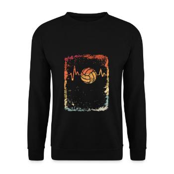 Retro volleyball heartbeat vintage gift - Unisex Sweatshirt - black - Front - Alina (178cm) & Michal (187cm)