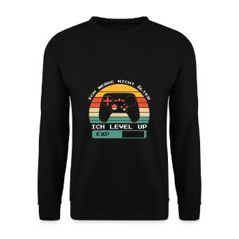 Gamer saying: Don't get older I level up retro - Unisex Sweatshirt - black - Front - Alina (178cm) & Michal (187cm)