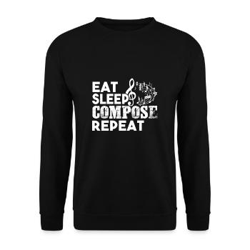 Komponist Komponist Eat Sleep Compose Repeat - Unisex Pullover - Schwarz - Vorne - Alina (178cm) & Michal (187cm)