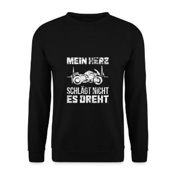 Mein Herz Schlägt Nicht Es Dreht Motorrad Biker - Unisex Pullover - Schwarz - Vorne - Alina (178cm) & Michal (187cm)