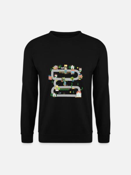 Spielmatte Auto Kinder Spielteppich auf Rückseite - Unisex Pullover - Schwarz