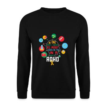 ADHD Geschenk ADHS Aufmerksamkeitsdefizit - Unisex Pullover - Schwarz - Vorne - Alina (178cm) & Michal (187cm)