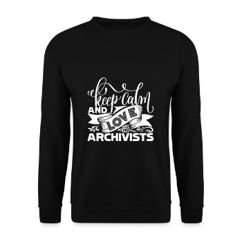 Archivist Keep Calm And Love Archivists - Unisex Sweatshirt - black - Front - Alina (178cm) & Michal (187cm)