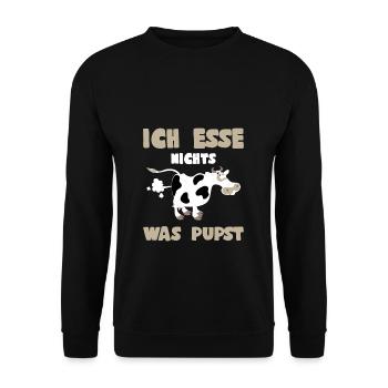 Veganer Vegetarier Spruch - Esse nichts was pupst - Unisex Pullover - Schwarz - Vorne - Alina (178cm) & Michal (187cm)