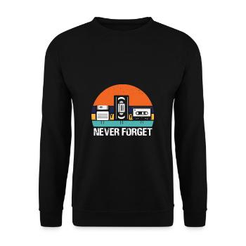 Disque et cassette VHS Never Forget - Retro Stuff - Sweat-shirt Unisexe - noir - Devant - Alina (178cm) & Michal (187cm)