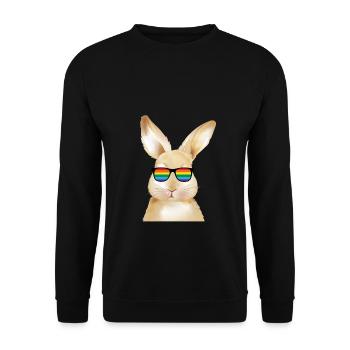 Osterhase Ostern Geschenk - Lustiger Hase Pride - Unisex Pullover - Schwarz - Vorne - Alina (178cm) & Michal (187cm)