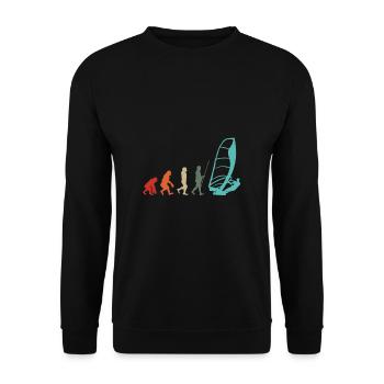 Windsurfer Retro Surfer Windsurfen Evolution - Unisex Pullover - Schwarz - Vorne - Alina (178cm) & Michal (187cm)