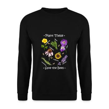 Plant These Save The Bees - Bee Beekeeper Gift - Unisex Sweatshirt - black - Front - Alina (178cm) & Michal (187cm)