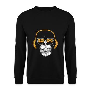 Singe avec casque DJ et lunettes de soleil singe - Sweat-shirt Unisexe - noir - Devant - Alina (178cm) & Michal (187cm)