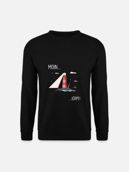 Moin Nordsee Leuchtturm & Möwen Strand Urlaub Meer - Unisex Pullover - Schwarz