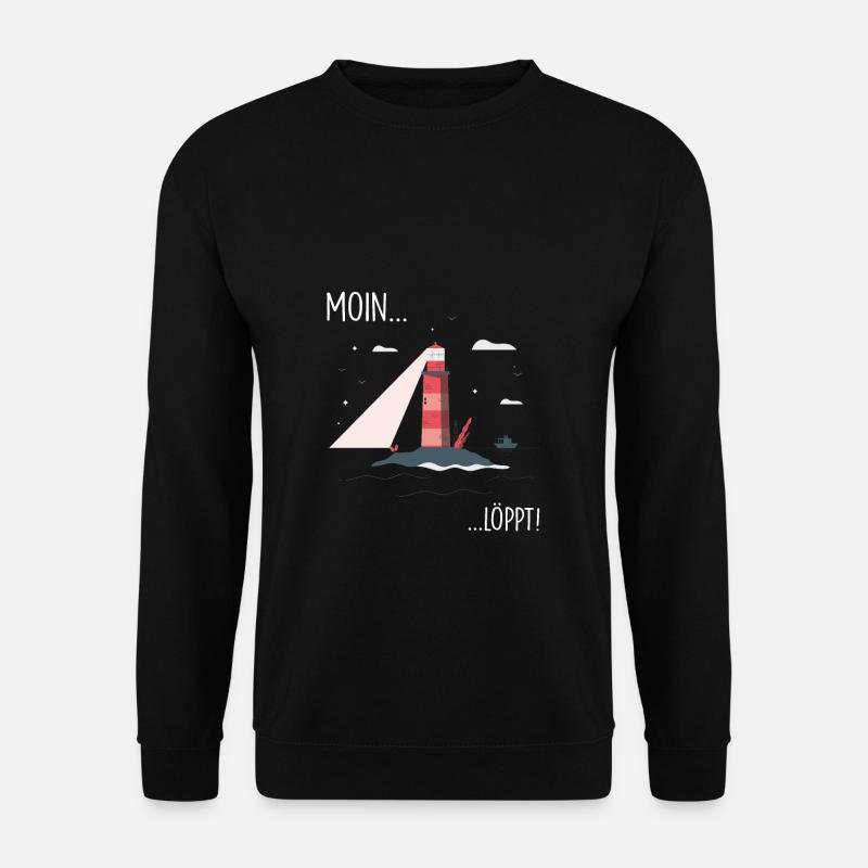 Moin Nordsee Leuchtturm & Möwen Strand Urlaub Meer - Unisex Pullover - Schwarz