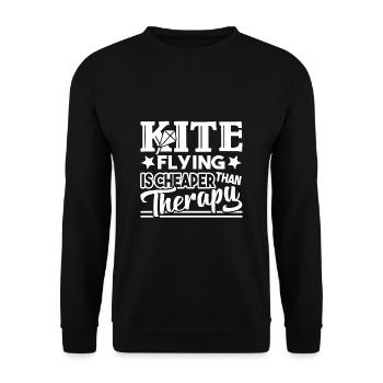 Kite Flying Kite Flying Cheaper Than Therapy - Unisex Sweatshirt - black - Front - Alina (178cm) & Michal (187cm)