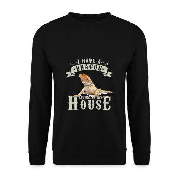 Reptile Saying I Have A Dragon Iguana Lizard - Unisex Sweatshirt - black - Front - Alina (178cm) & Michal (187cm)