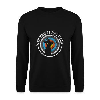 Bogenschiessen Bogenschütze Bogen Pfeil Langbogen - Unisex Pullover - Schwarz - Vorne - Alina (178cm) & Michal (187cm)