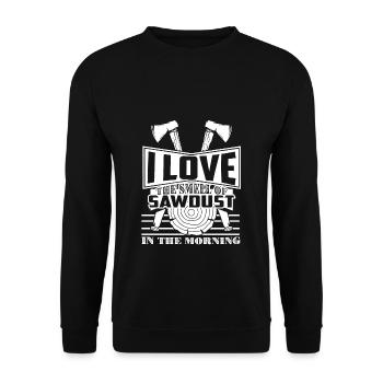 Zimmermann Carpenters Lieben den Geruch von Sägemehl - Unisex Pullover - Schwarz - Vorne - Alina (178cm) & Michal (187cm)
